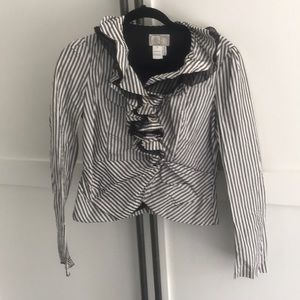 Striped blazer with Ruffle detail